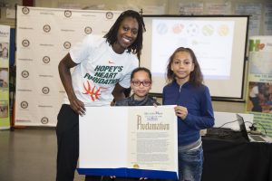 April 22, 2016: Sports Safety Clinic with WNBA All-Star Tina Charles.